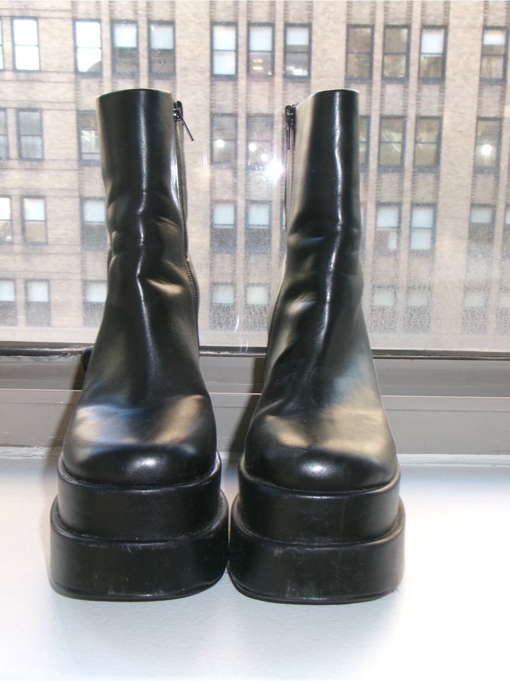 Steve Madden Platform Block Heel Ankle Boots - Black - Picture 2 of 6